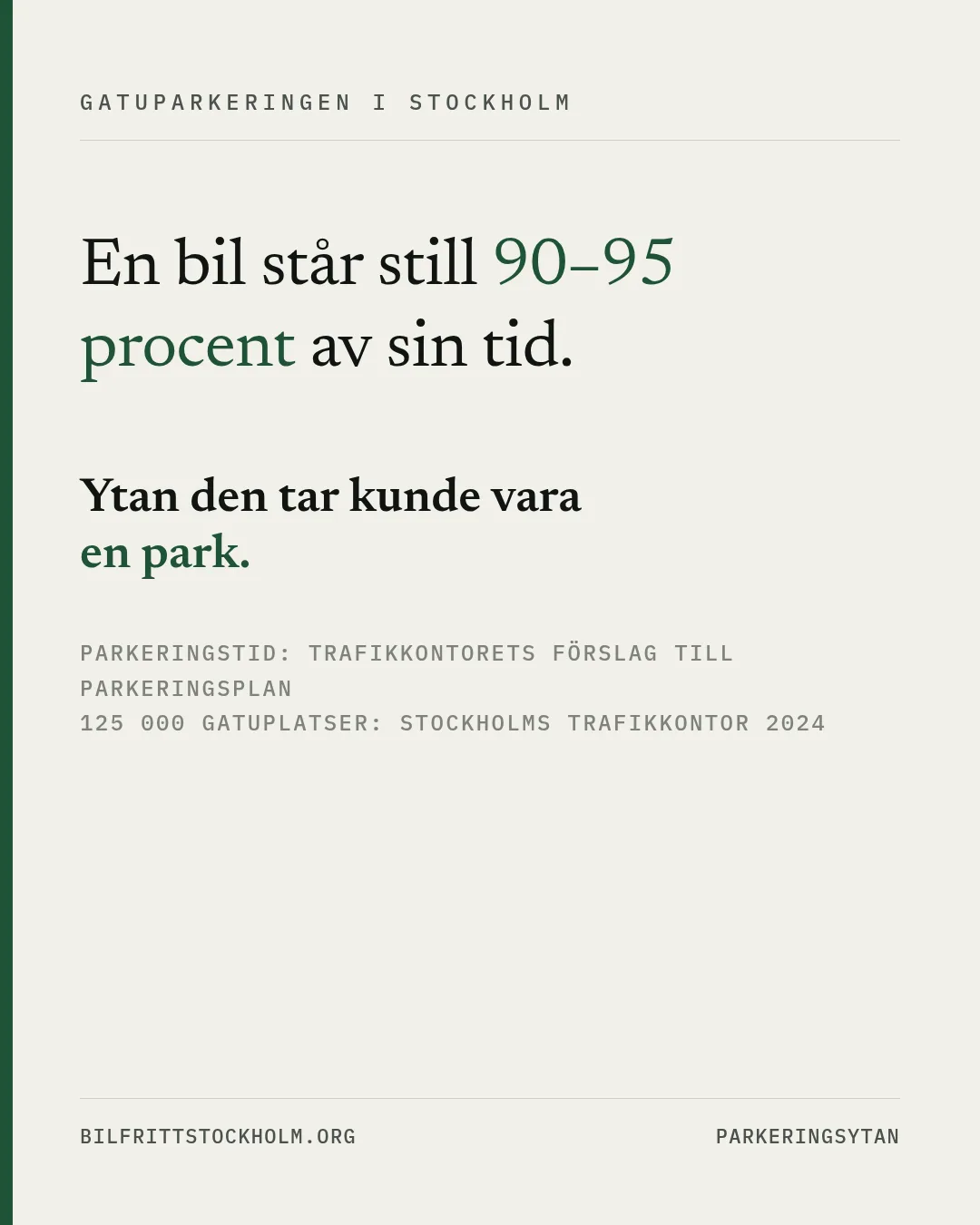 En bil står still 90–95 procent av sin tid